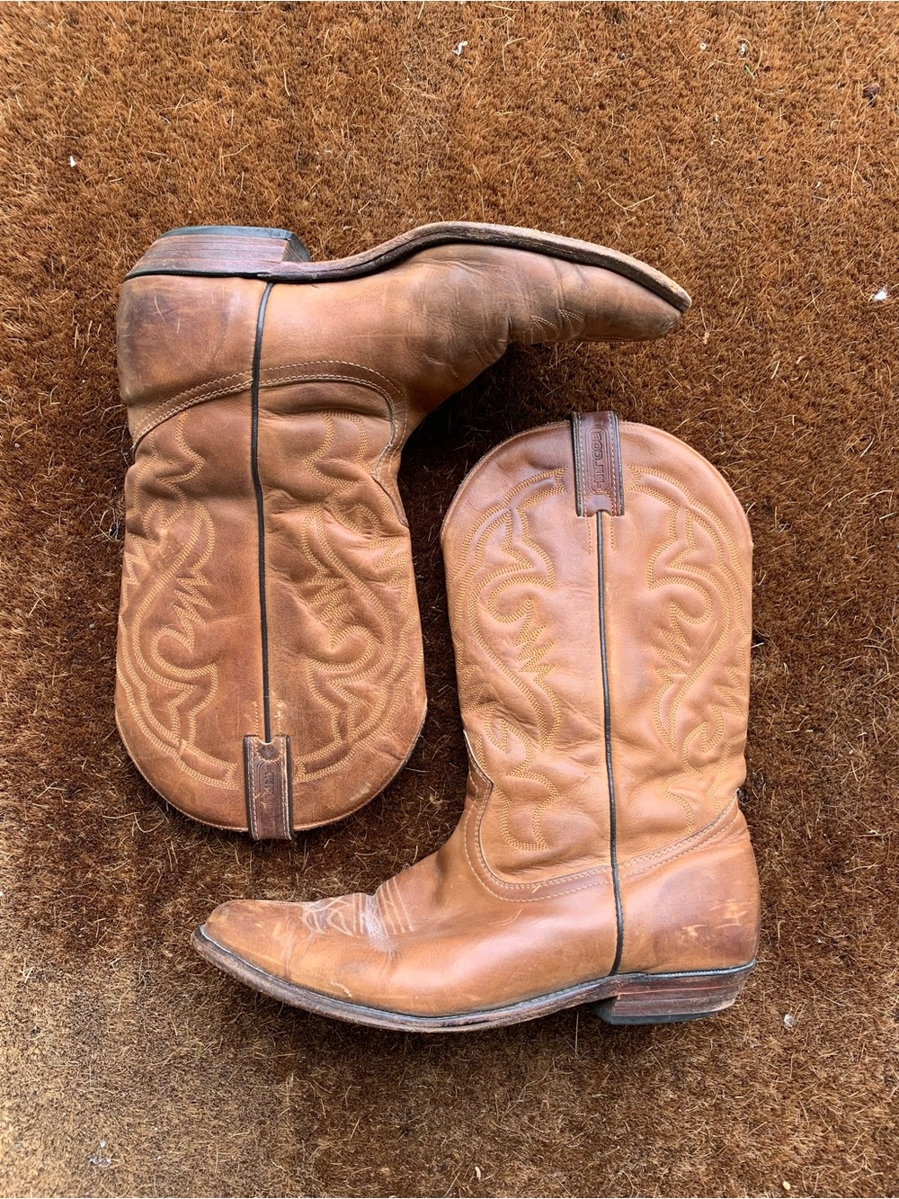 Vintage Boulet Men's Tan Leather Western Cowboy Boots